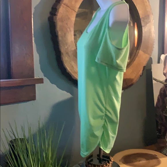 NEON GREEN OPEN SHOULDER TEE SIZE SMALL - Picture 2 of 3